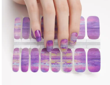 Glittery Purple Moon Nail Wrap