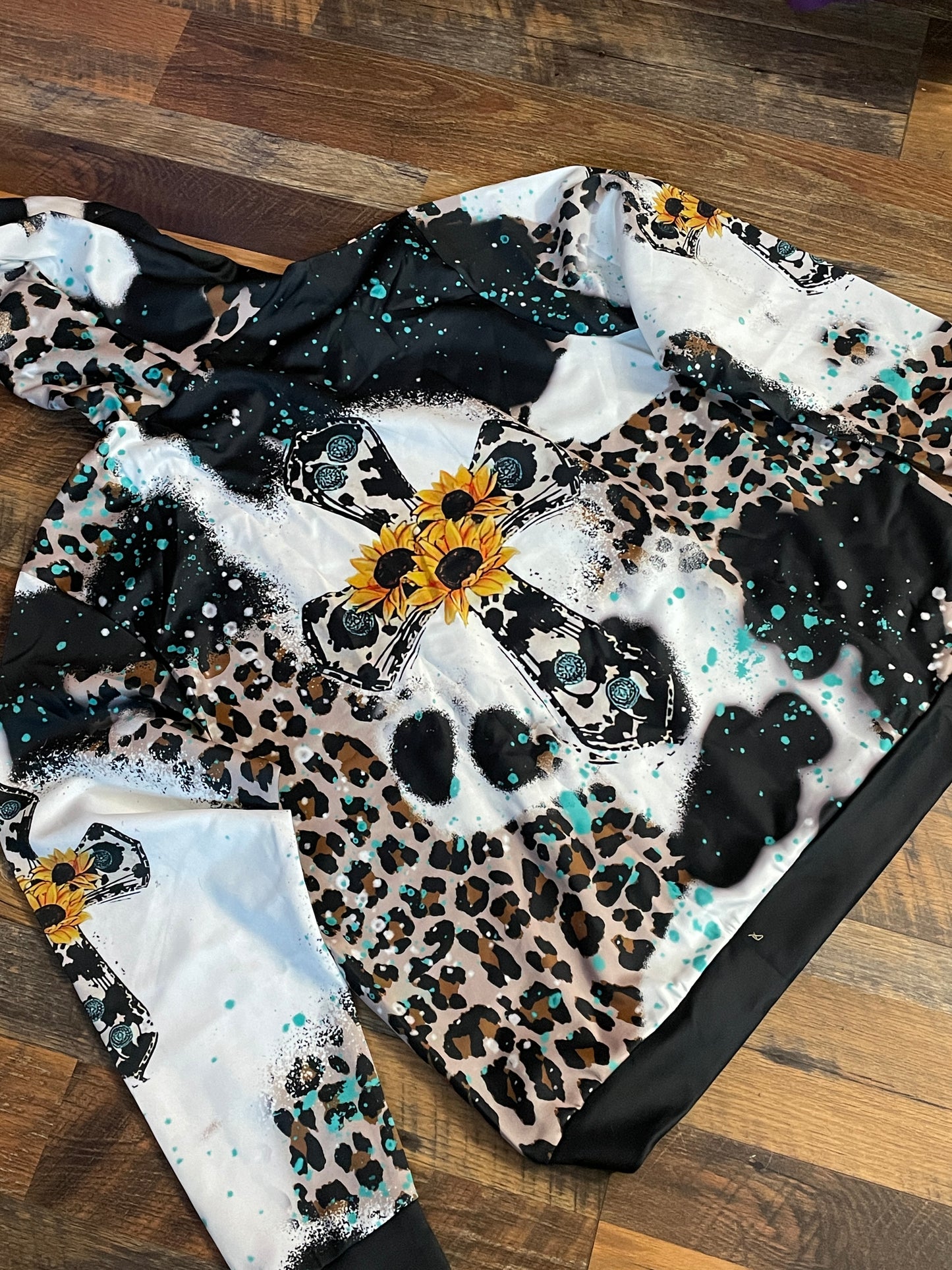 Blank Animal Print with Sunflower/Cross Hoodie