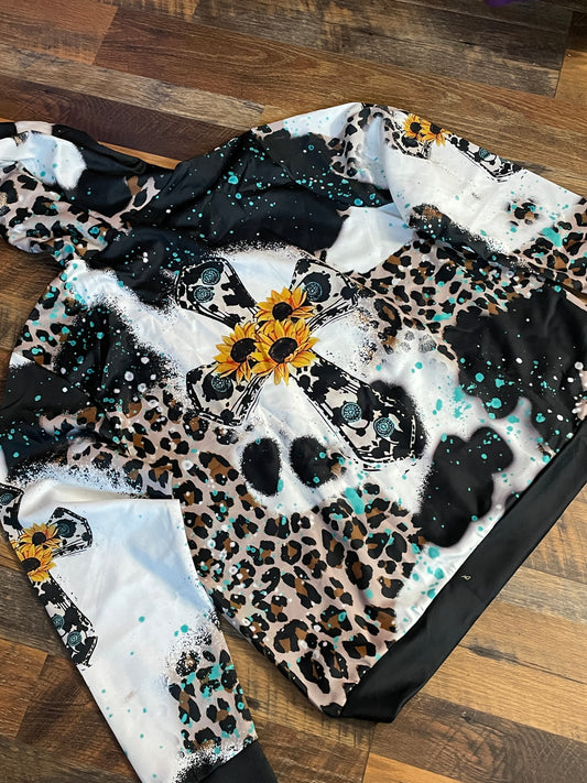 NCU Organization Animal Print with Sunflower/Cross Hoodie