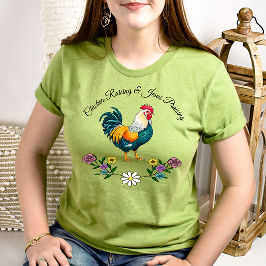 Chicken Raising Jesus Praising SS  Heathered Size 2XL - 5XL T-Shirt