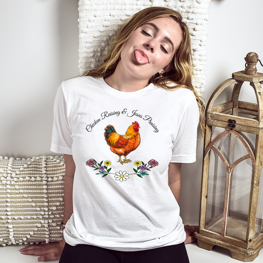 Chicken Raising Jesus Praising SS  Heathered Size 2XL - 5XL T-Shirt