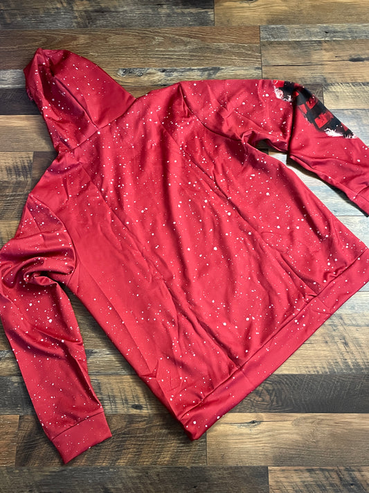 NCU Organization Red Plaid/Snowflake Faux Bleach Hoodie - Limited Edition