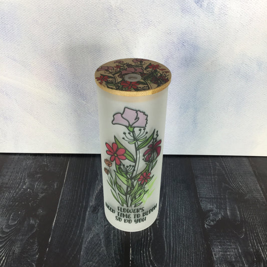 Time to Blossom Glass Frosted Tall Tumbler