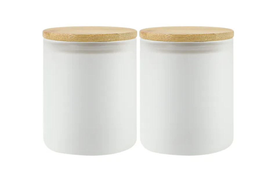 10 oz Frosted Candle Jar with Bamboo Lid