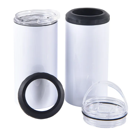 4 in 1 can cooler with two lids