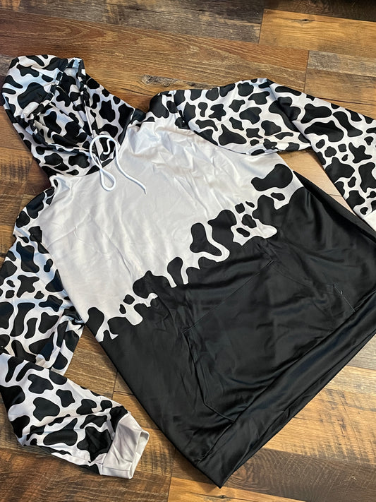 Black Cow Print Hoodie - Limited Edition