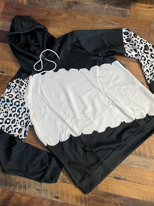 Black/White Leopard Print Hoodie - Limited Edition