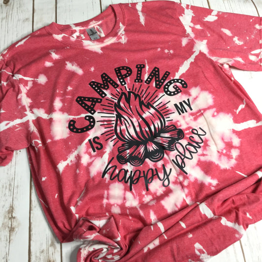 Large Red Camping is My Happy Place T-Shirt