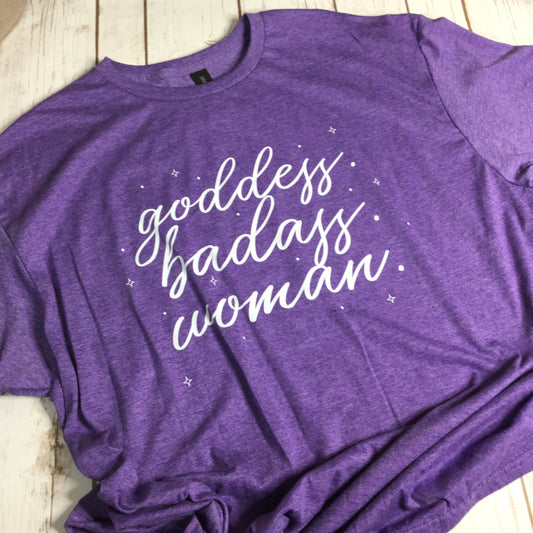 X Large Purple Goddess Badass Woman T-shirt