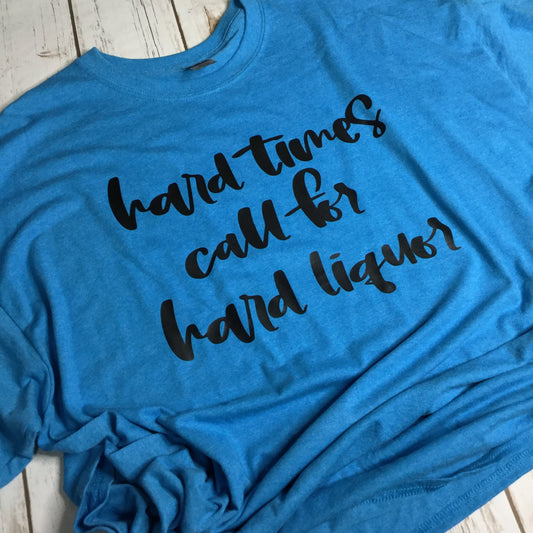 2XL Blue Hard Times Hard Liquor T-Shirt