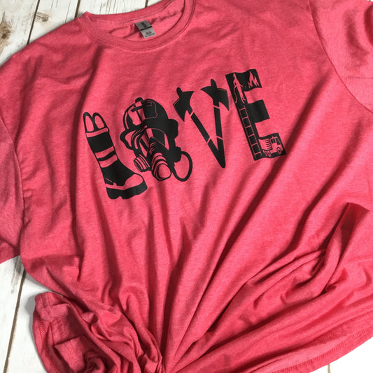 3XL FireFighter Love T-Shirt