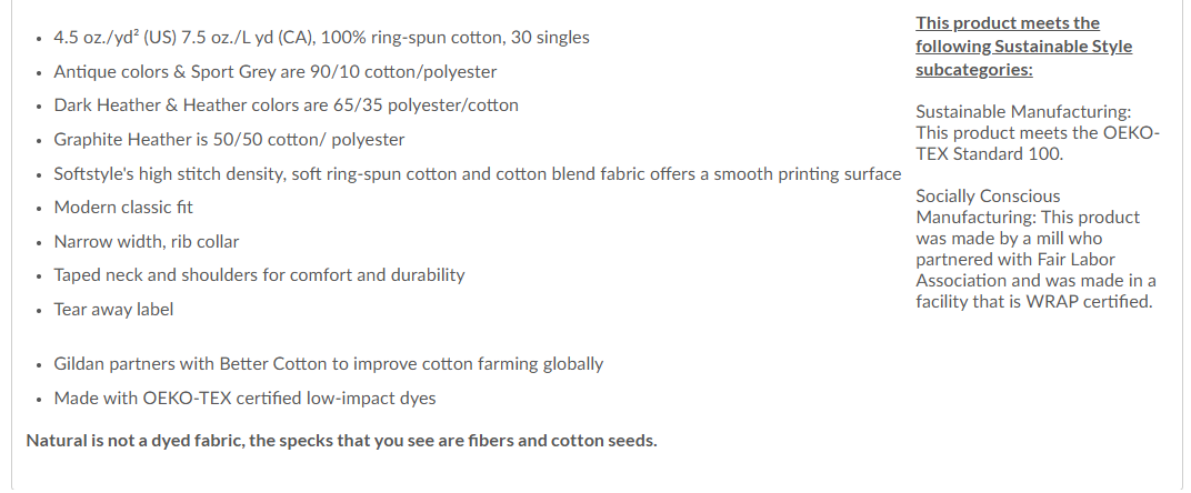 Gildan 64000 materials