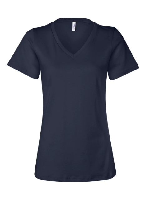 Navy blue t-shirt on a white background